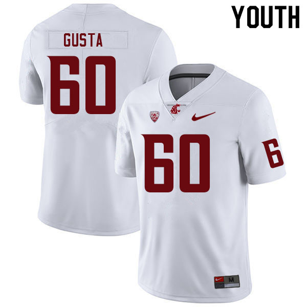 Youth #60 David Gusta Washington State Cougars College Football Jerseys Sale-White - Click Image to Close